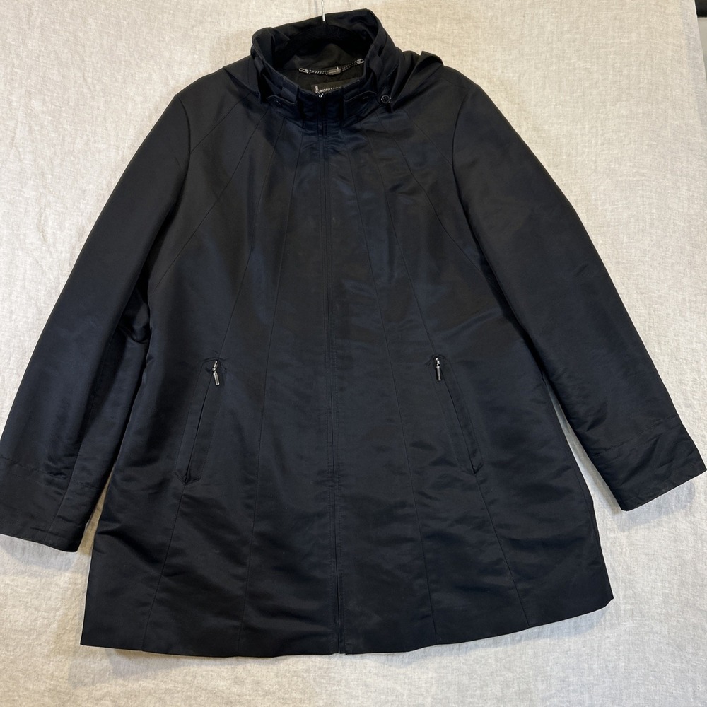 Jones New York Women's Jacket Black Waterproof Rain Jacket Zip Up XL